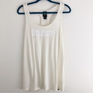 Stussy Crème Colored Logo Tank Star Racerback Design size Medium